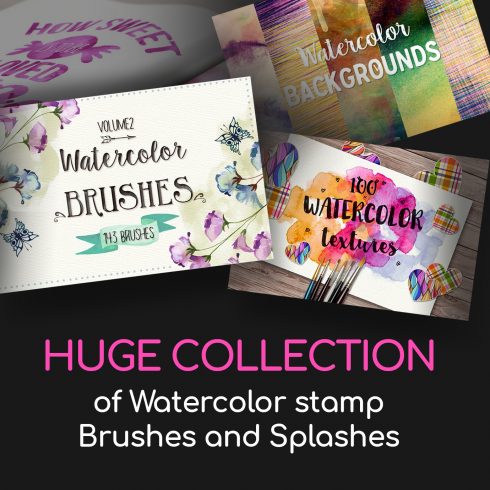 Huge Collection of Watercolor stamp Brushes and Splashes