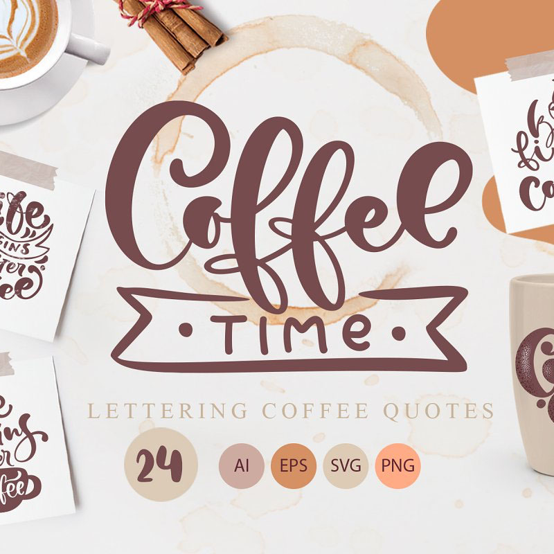 Coffee Lettering Coffee Time Svg Master Bundles