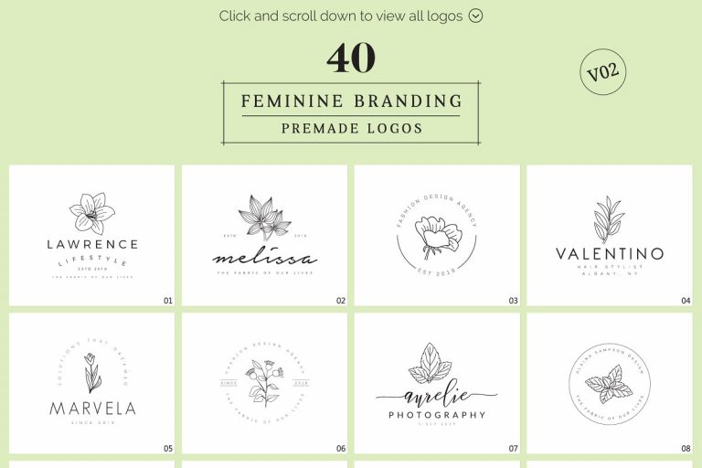 Feminine Branding Premade Logos V02 – MasterBundles