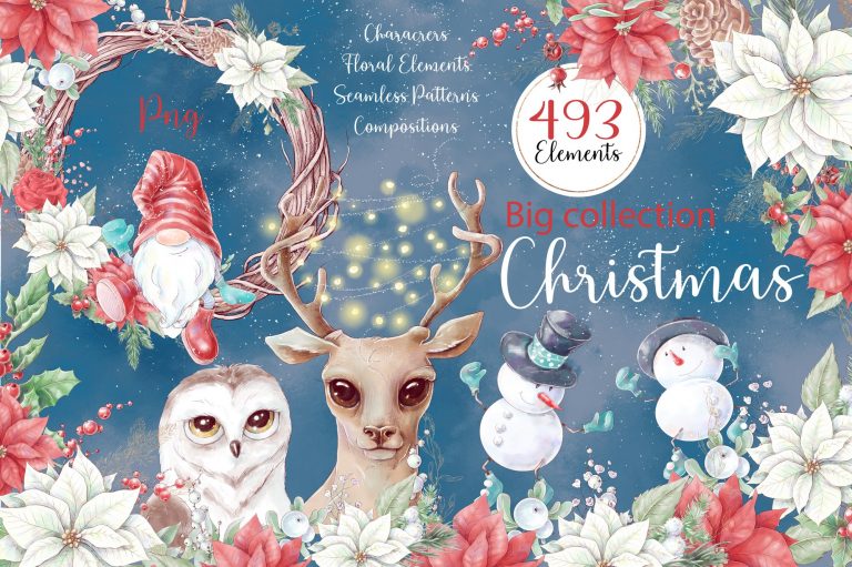 Christmas Watercolor Clipart PNG – MasterBundles