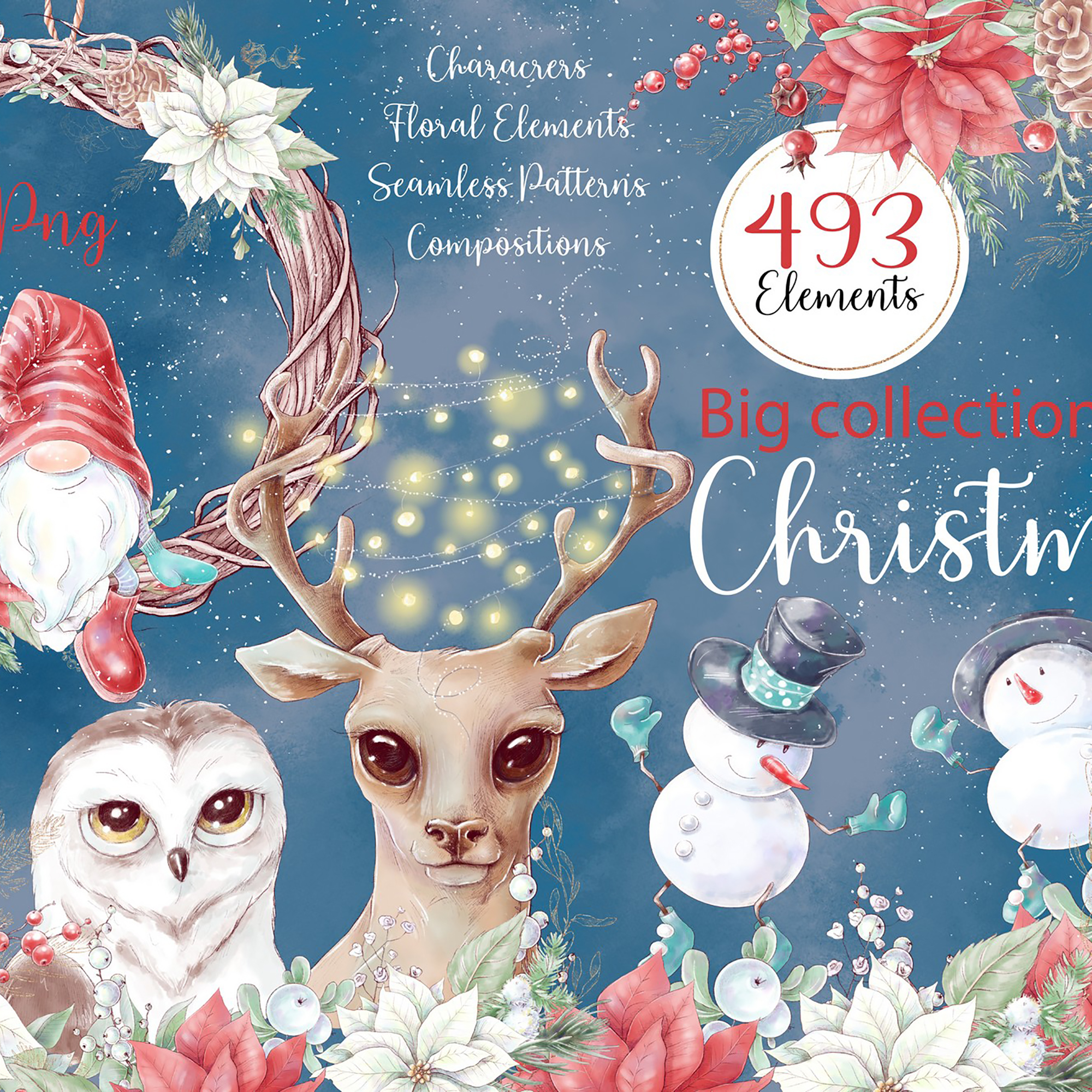 Christmas Watercolor clipart main cover.