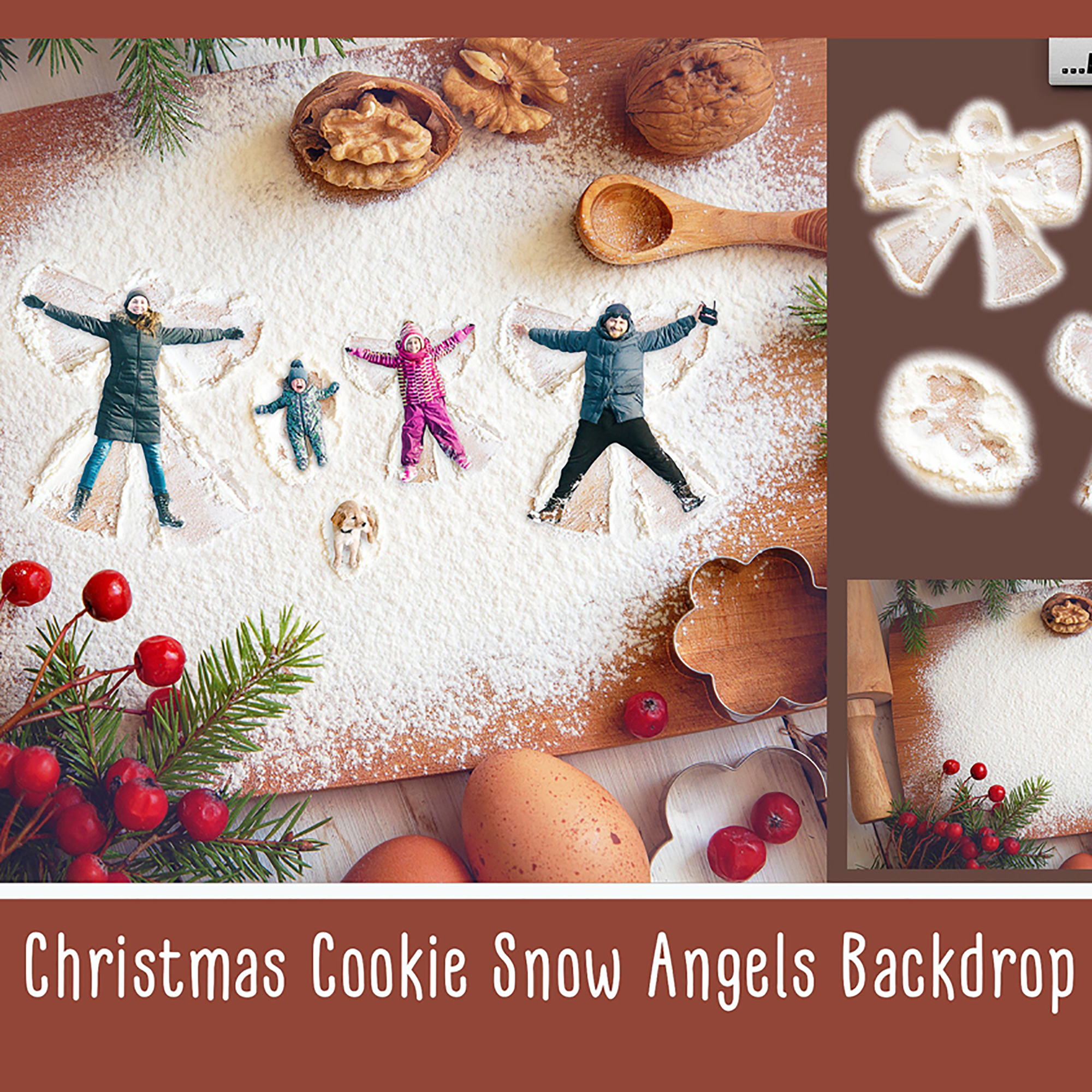 Christmas Cookie Angel Digital Backdrop