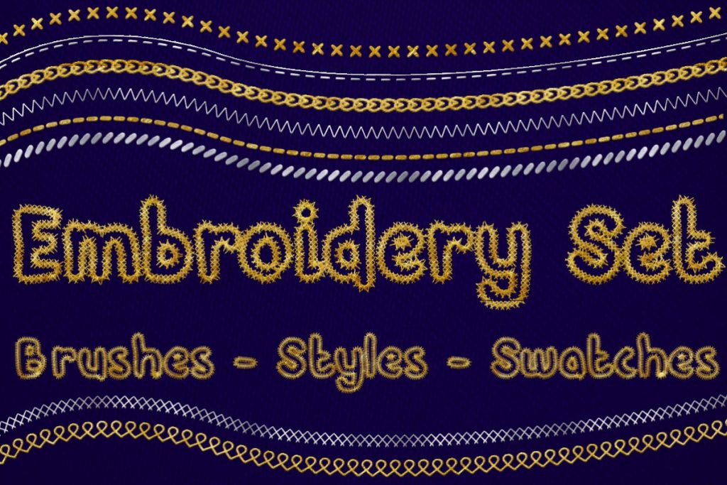 Embroidery Effect 90 Brushes, 80 Swatches, 7 Styles Master