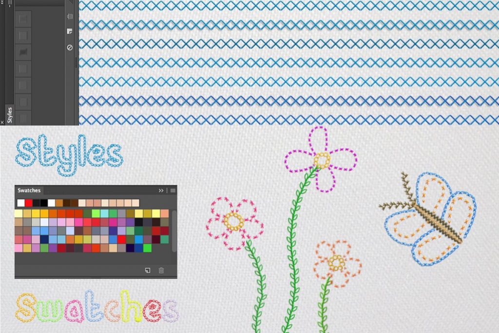Embroidery Effect 90 Brushes, 80 Swatches, 7 Styles Master