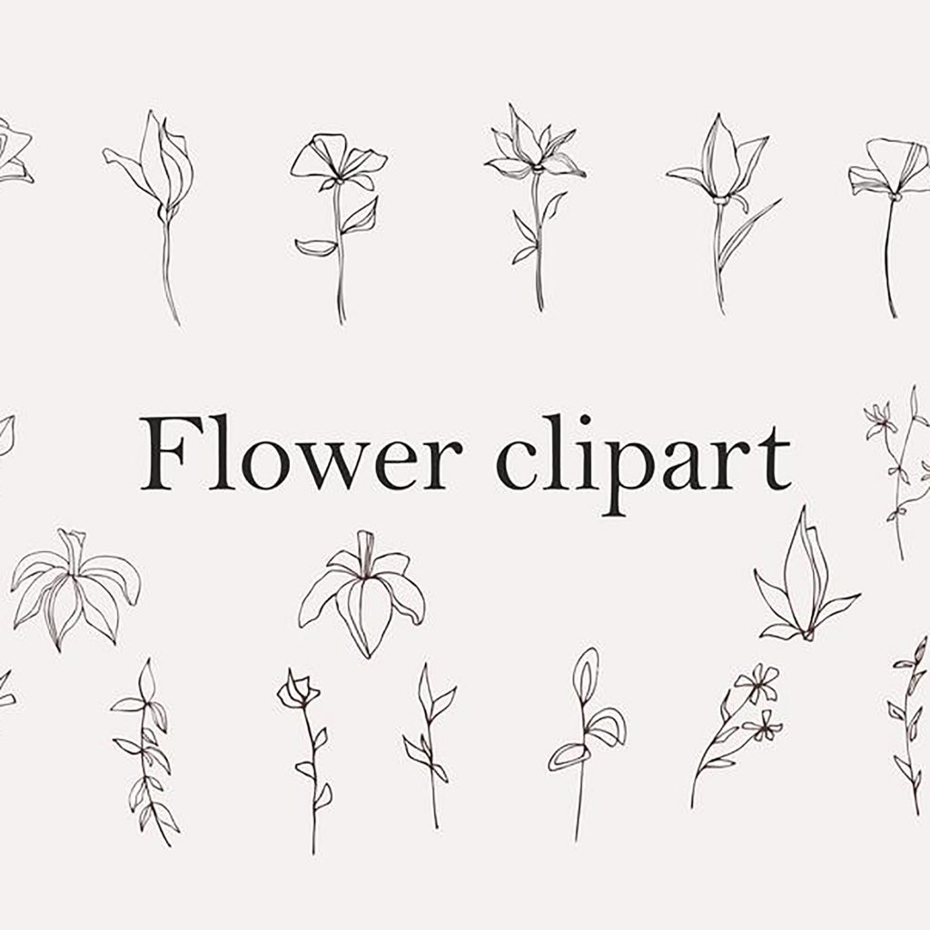 18 Flower Clipart Black and White – MasterBundles