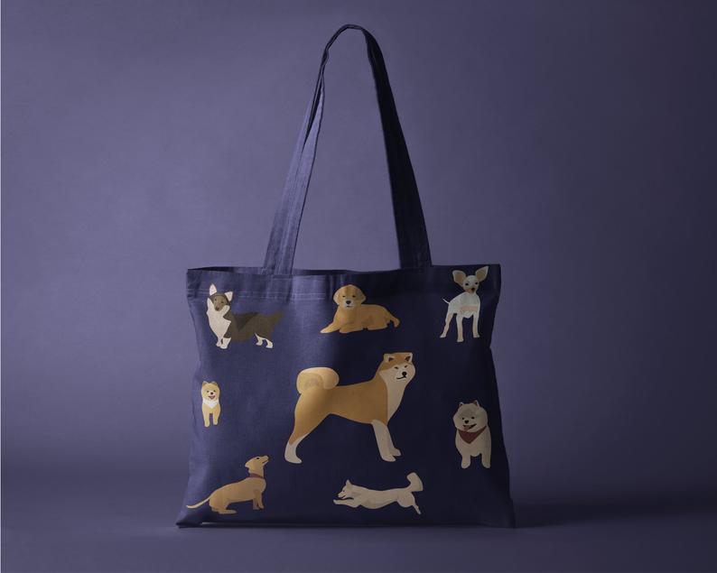 Eco bag with a dog from the movie Hachiko.