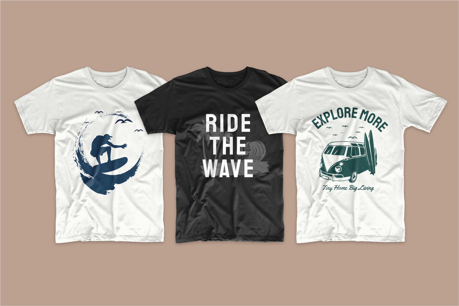 T-shirts in regular fit with a van and waves.