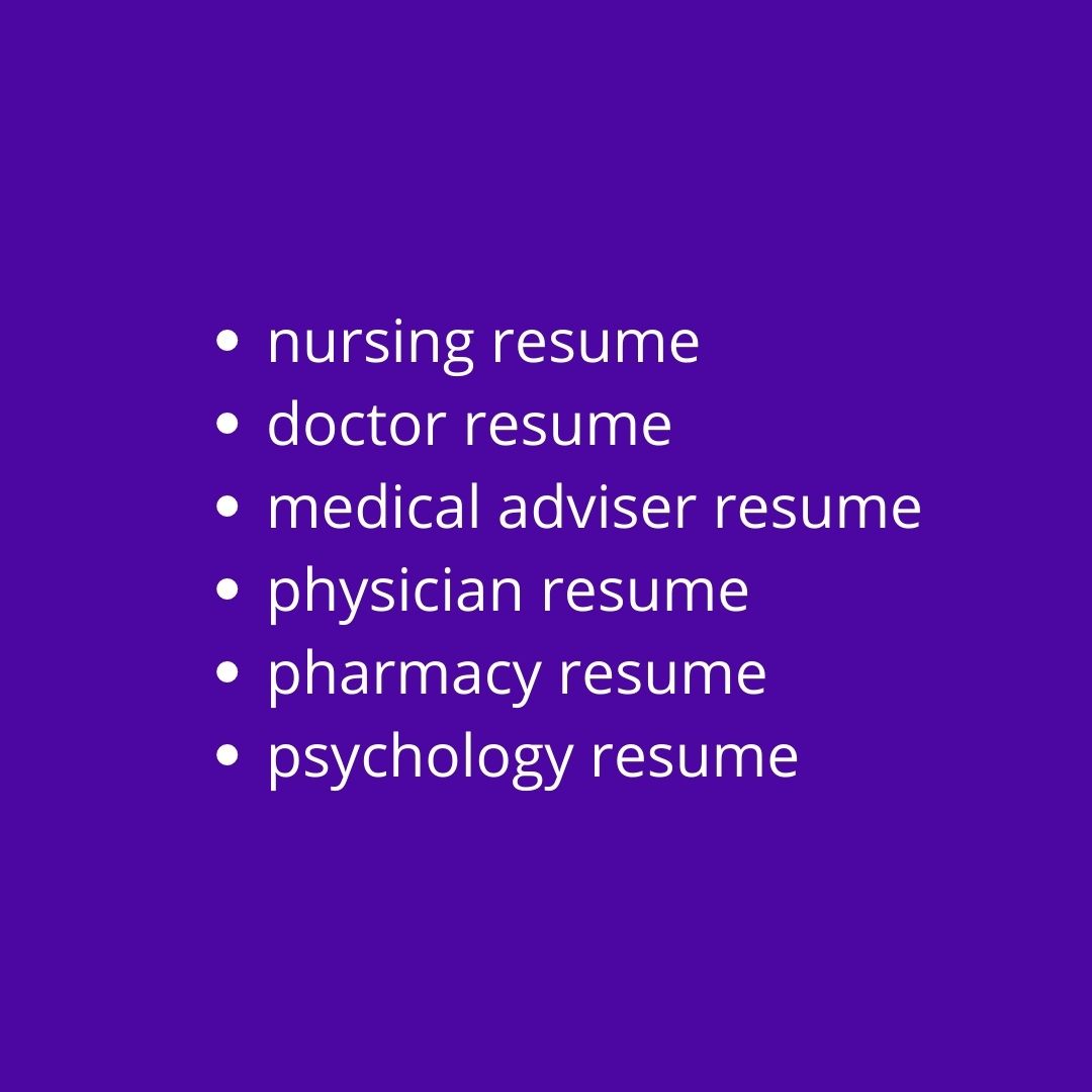 Purple background with the words nursing resume.