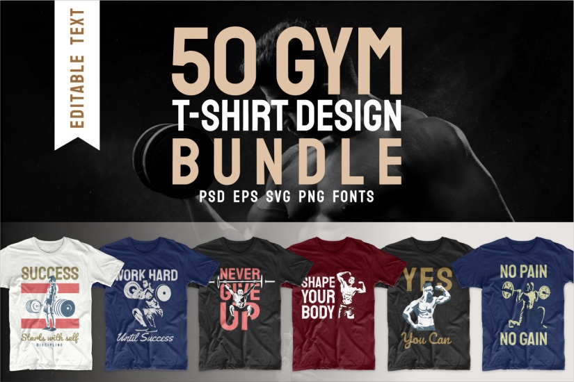 Cover image of 50 t-shirt gym bundle 1.