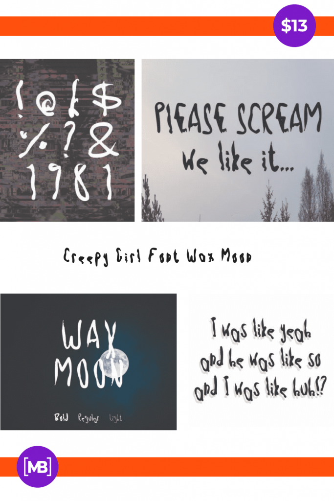 Creepy Girl Font Wax Moon MasterBundles