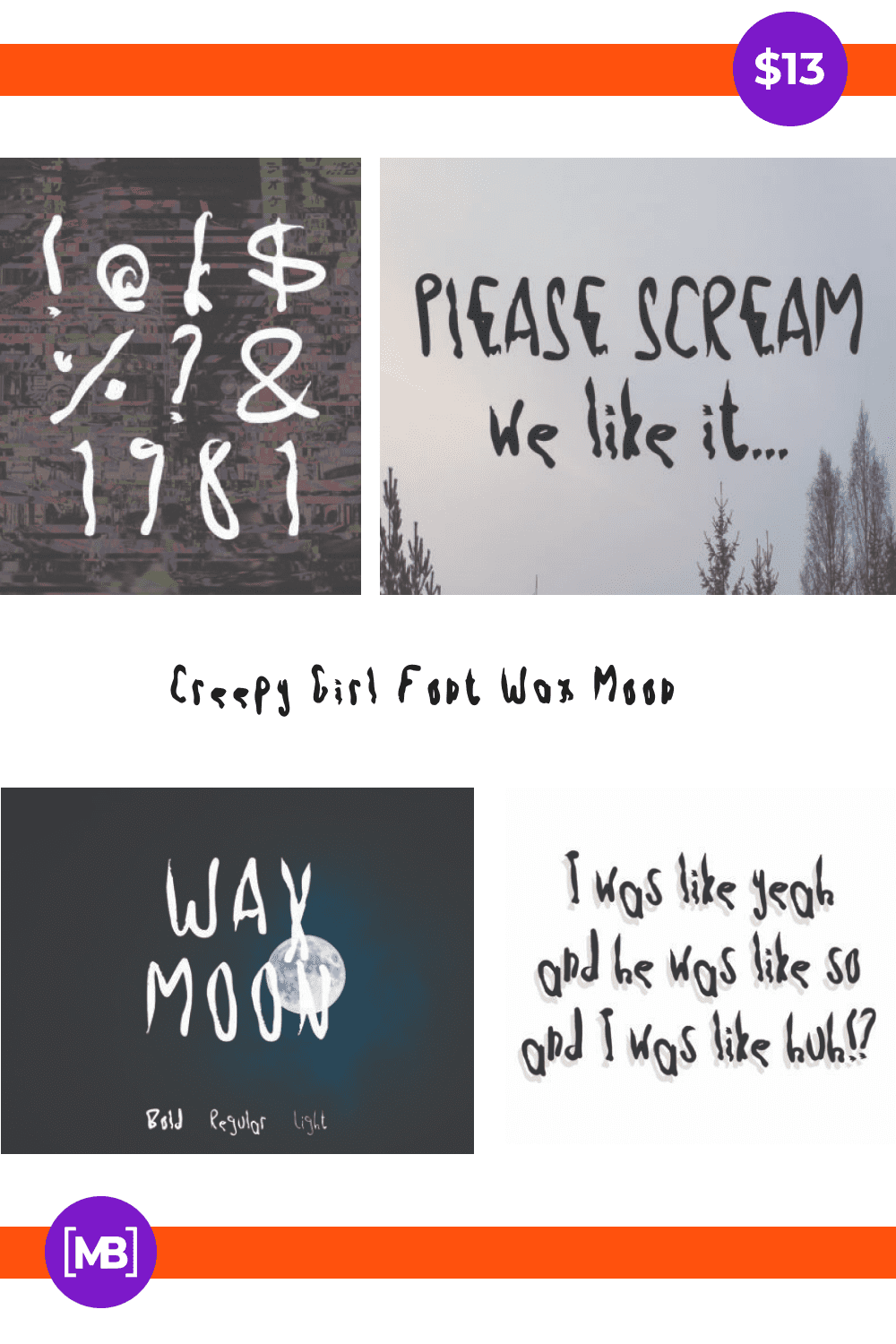 Pinterest Image: Creepy Girl Font Wax Moon.