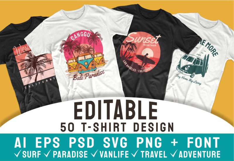 Cover of Editable 50 t-shirt Design.