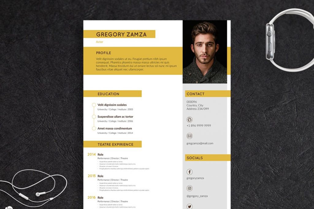 2 Actor Indesign Resume Templates – MasterBundles