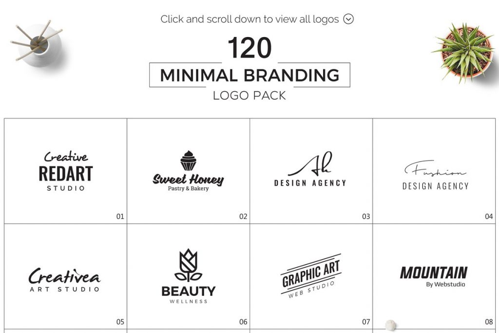 120 Minimal Branding Logo Pack – MasterBundles