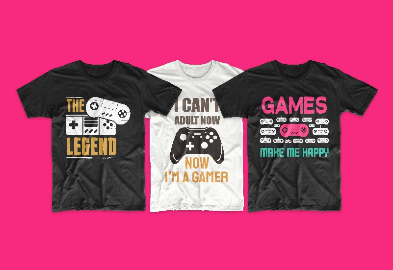 A set of T-shirts for gamers in two colors - black and white.