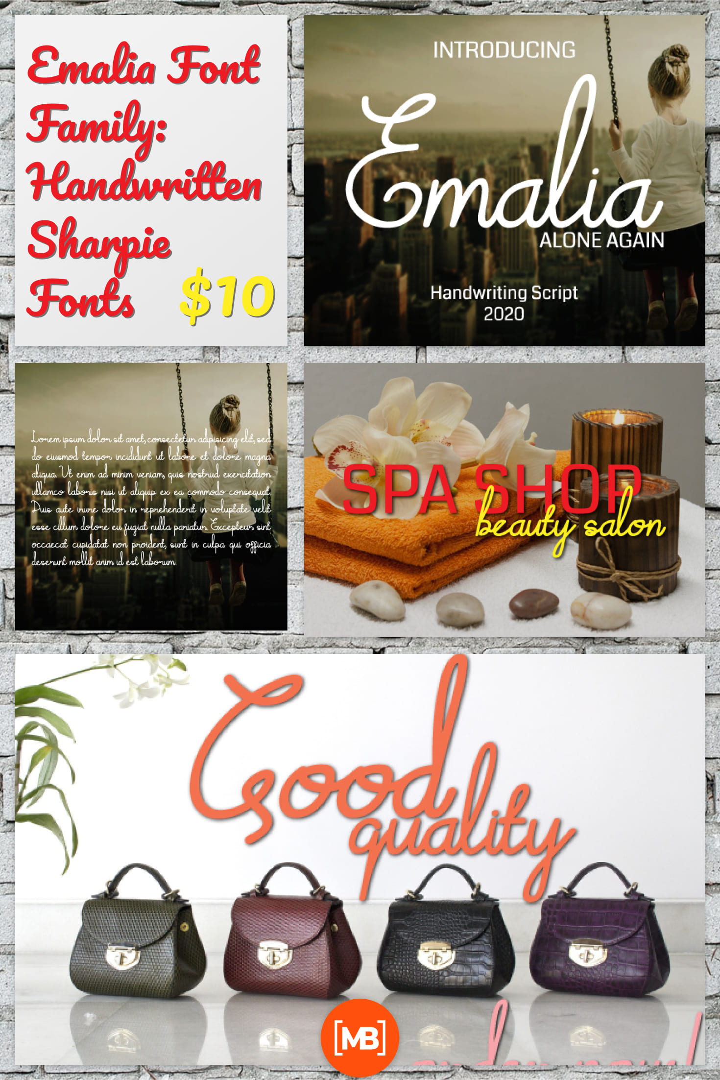 Pinterest Image: Emalia Font Family: Handwritten Sharpie Fonts.
