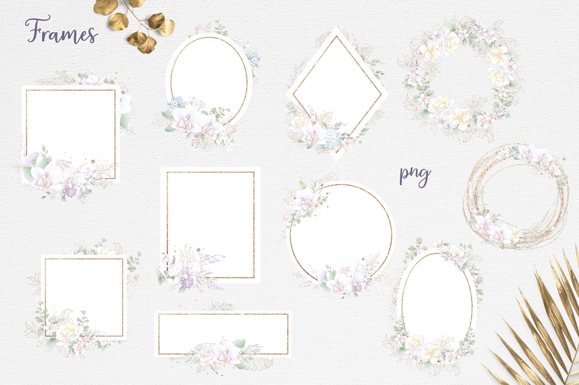 Orchids Clipart: Watercolor Flowers PNG