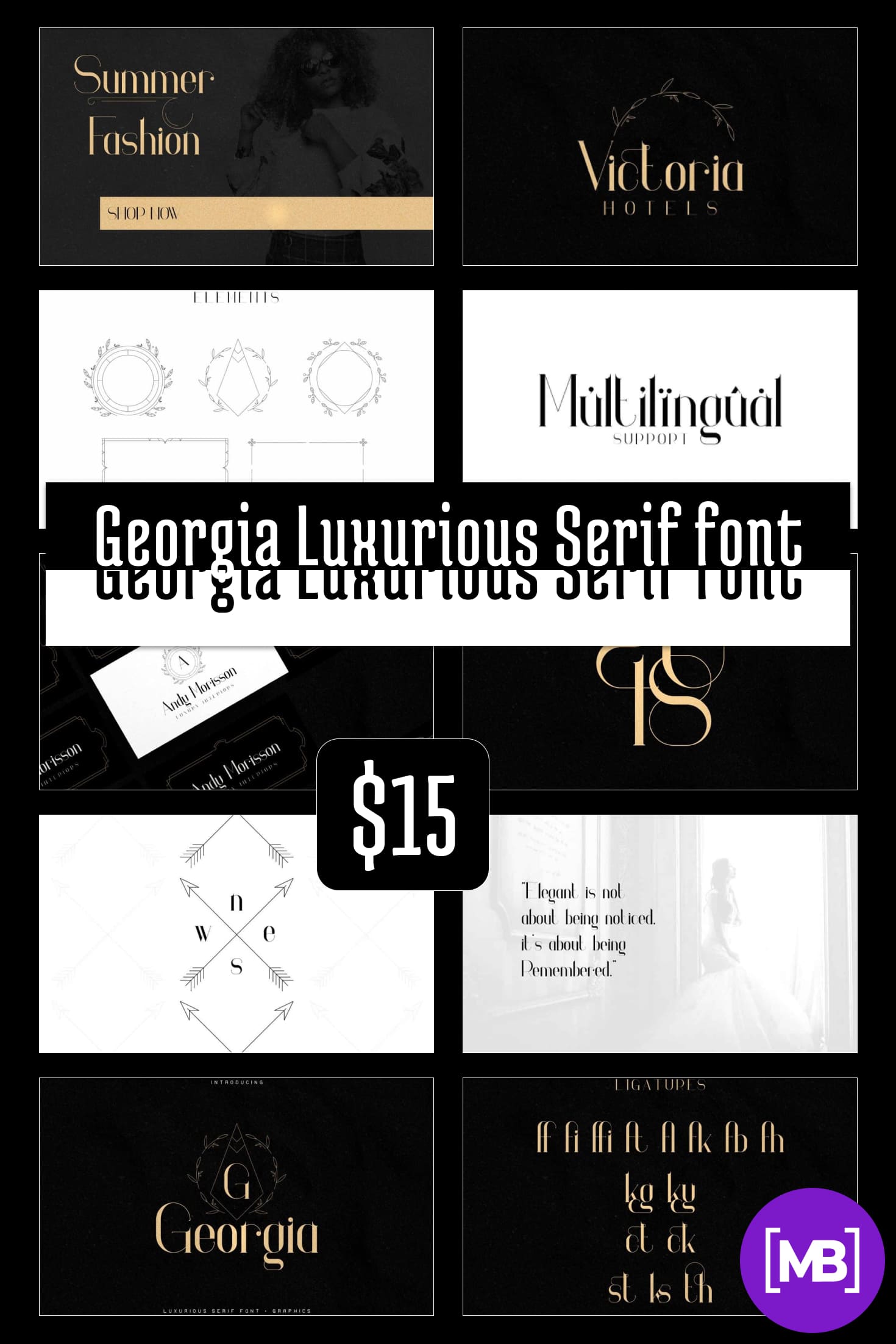 Pinterest Image: Georgia Luxurious Serif font + Graphics.
