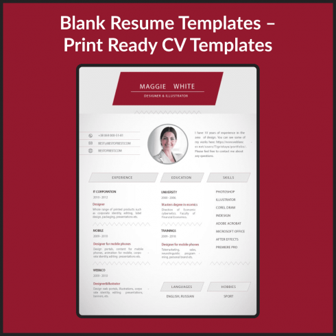 Red and white resume template.