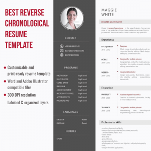 Best Reverse Chronological Resume Template. Cover image.