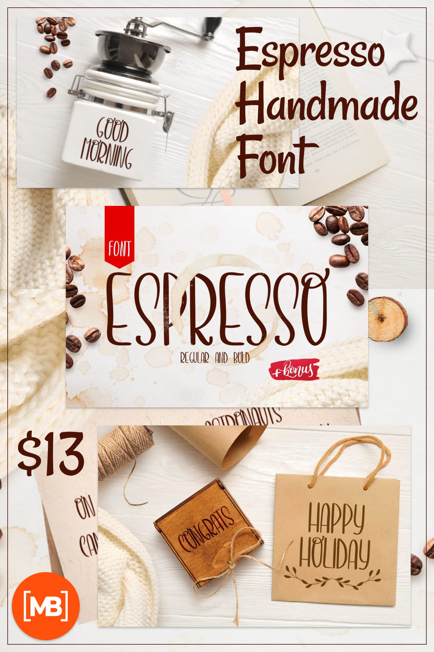 Pinterest Image: Espresso Handmade Font - $13.