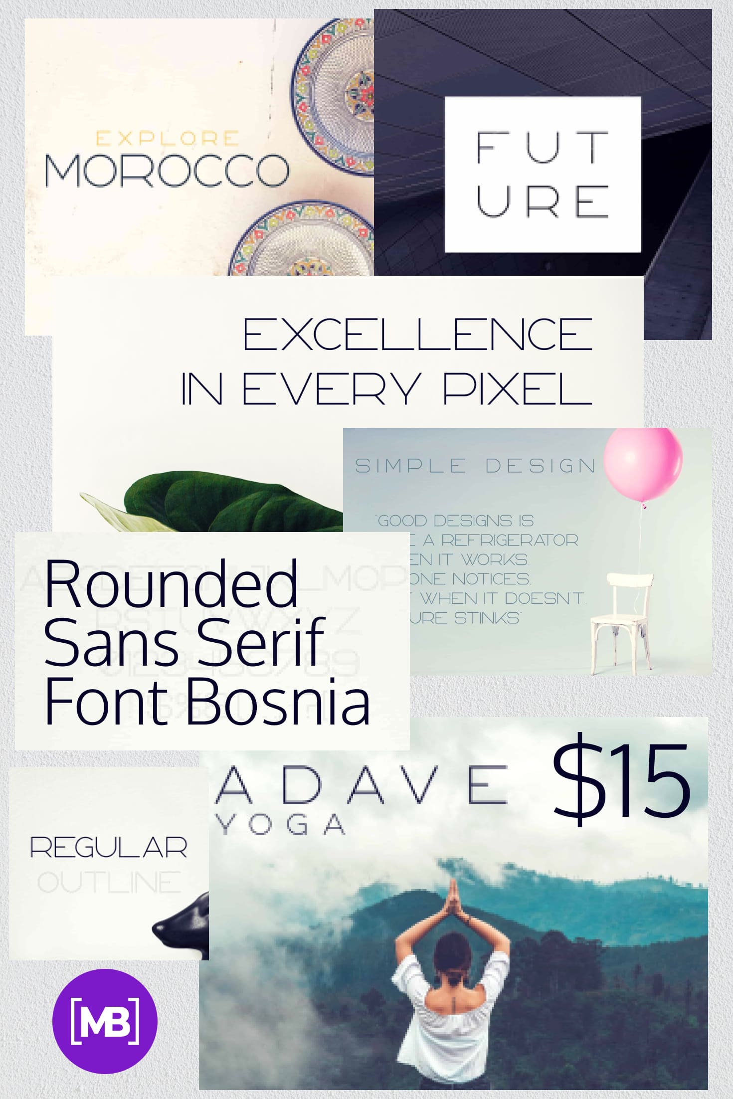 Pinterest Image: Rounded Sans Serif Font Bosnia | 2 Styles - $15.