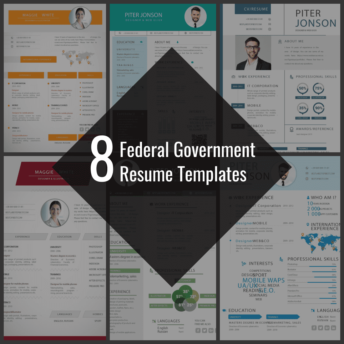 The 8 federal government resume templates.