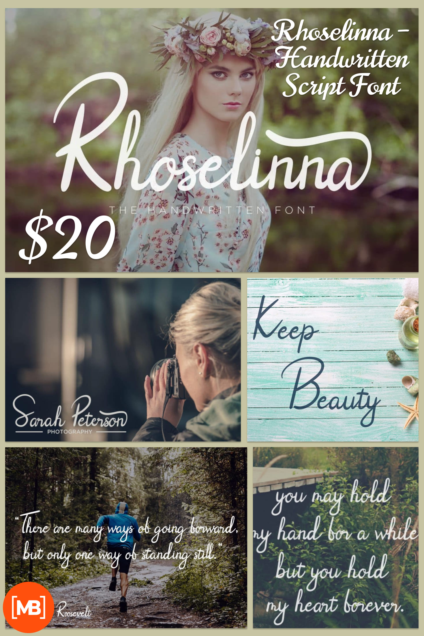 Pinterest Image: Rhoselinna - Handwritten Script Font - $3.