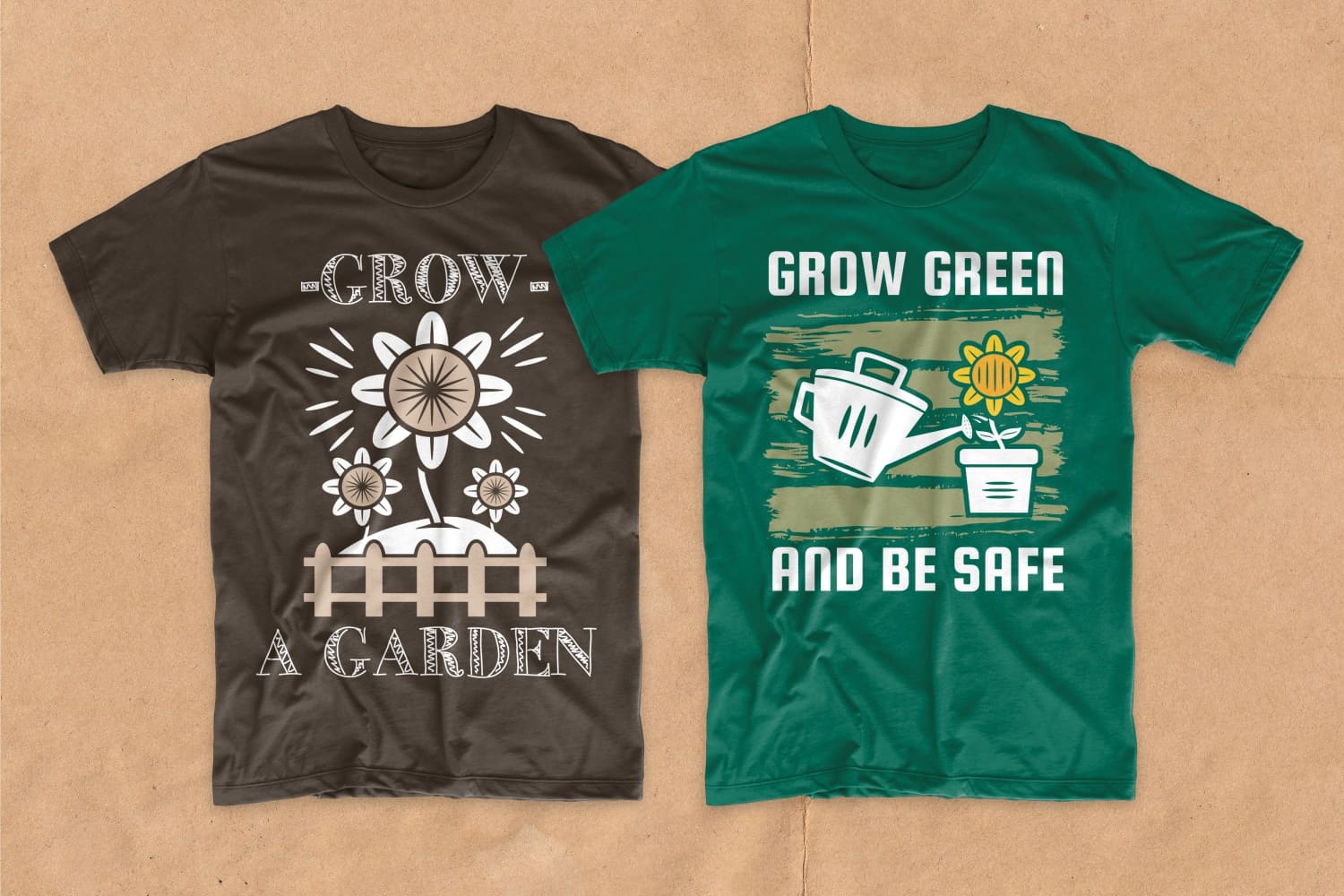 Brown and white T-shirts with phrase and home flower.