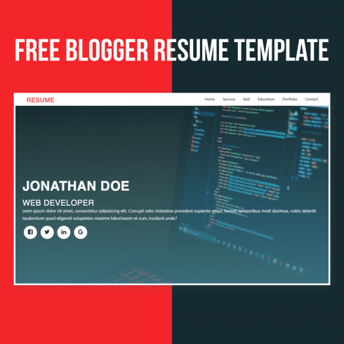 Free Blogger Resume Template main preview