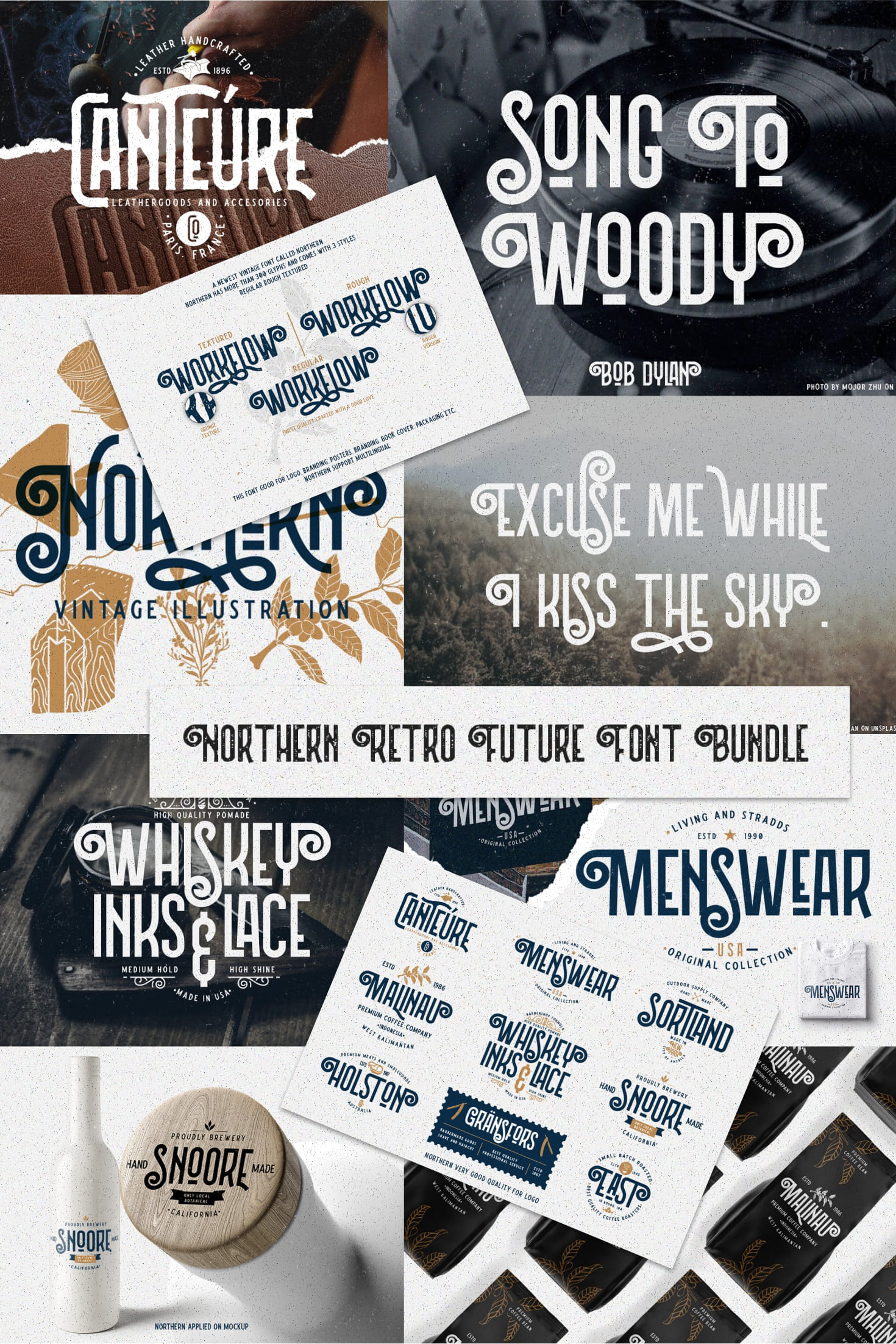 Pinterest Image: Northern Retro Future Font Bundle: 5 fonts with extras.