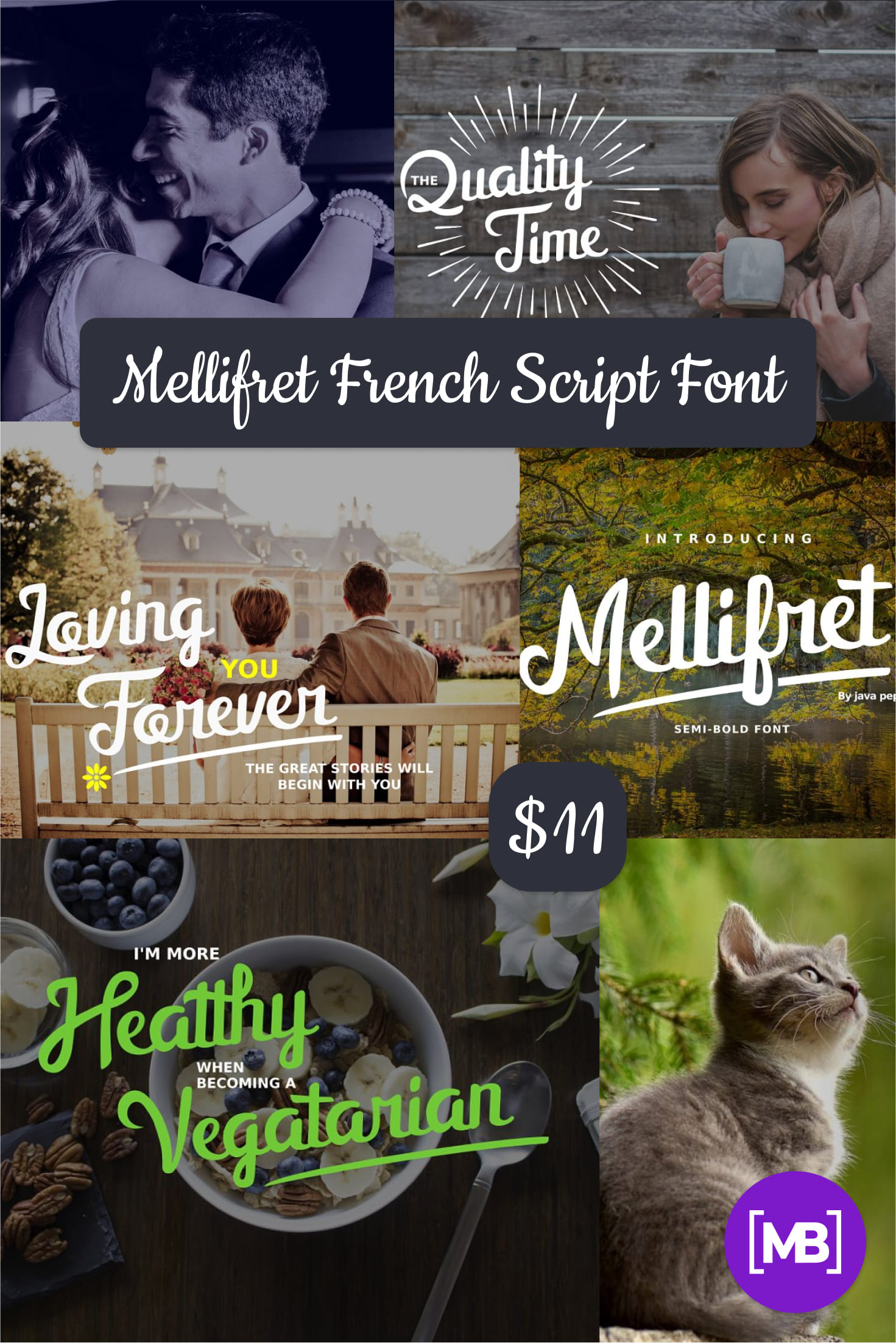 Pinterest Image: Mellifret French Script Font.