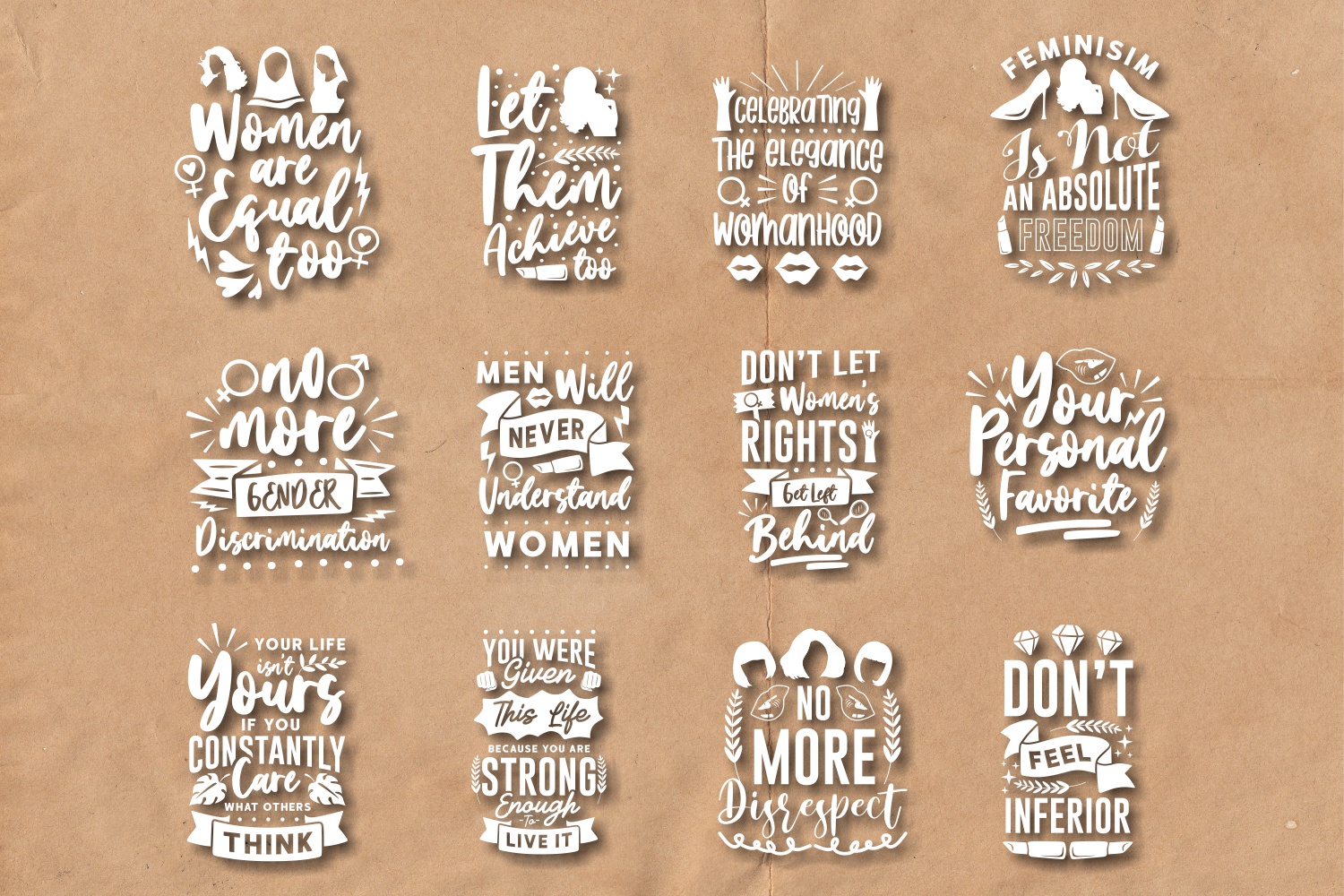 Set of different lettering for women.