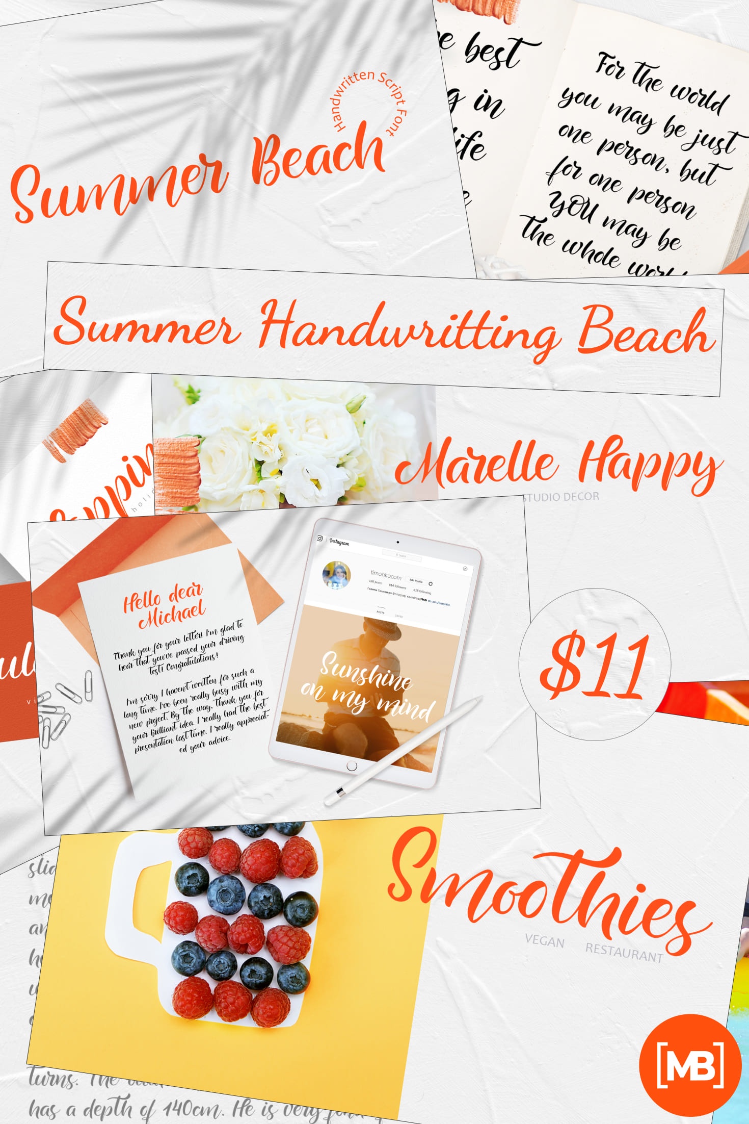 Pinterest Image: Summer Handwritting Beach Resort Font.
