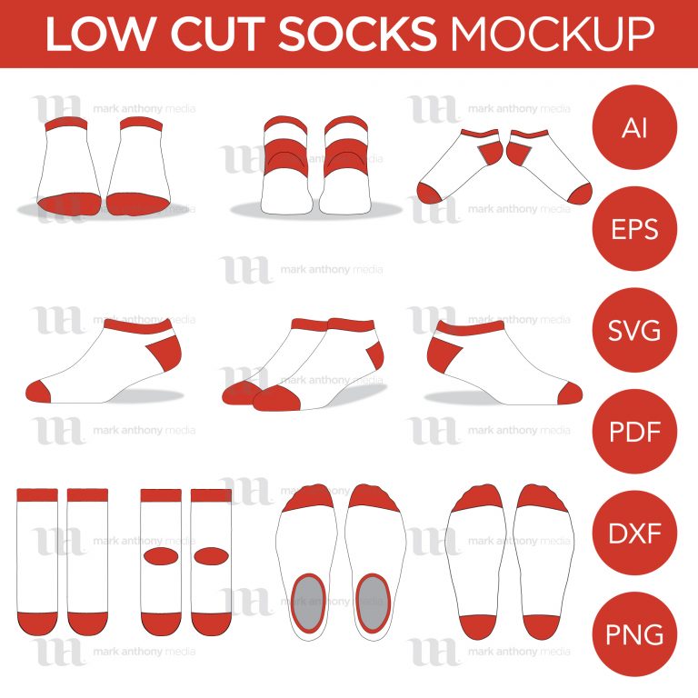 Download Socks Mockup: Low Cut Socks Vector Template Mockup - Master Bundles