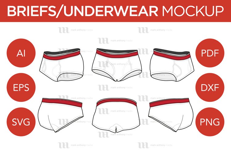 Underwear Boxers Mockup Bundle: Briefs/Underwear Vector Templates