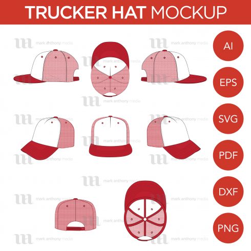 Download Trucker Hat Mockup Vector Template Mockup - Master Bundles