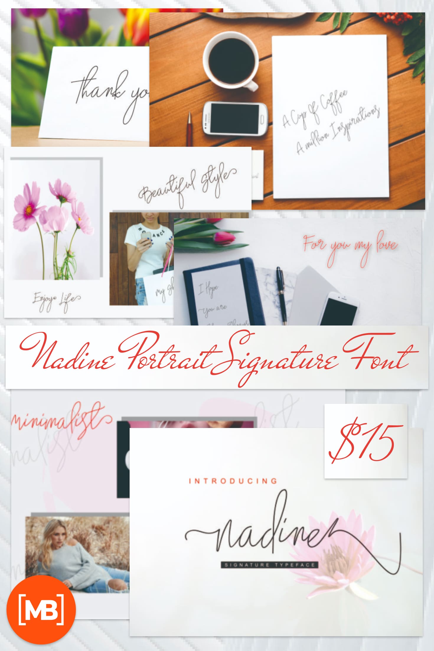 Pinterest Image: Nadine Portrait Signature Font - $15.
