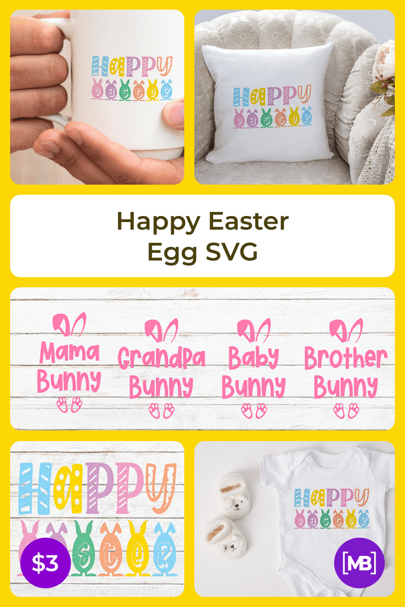 Happy Easter Egg SVG. Collage Image.