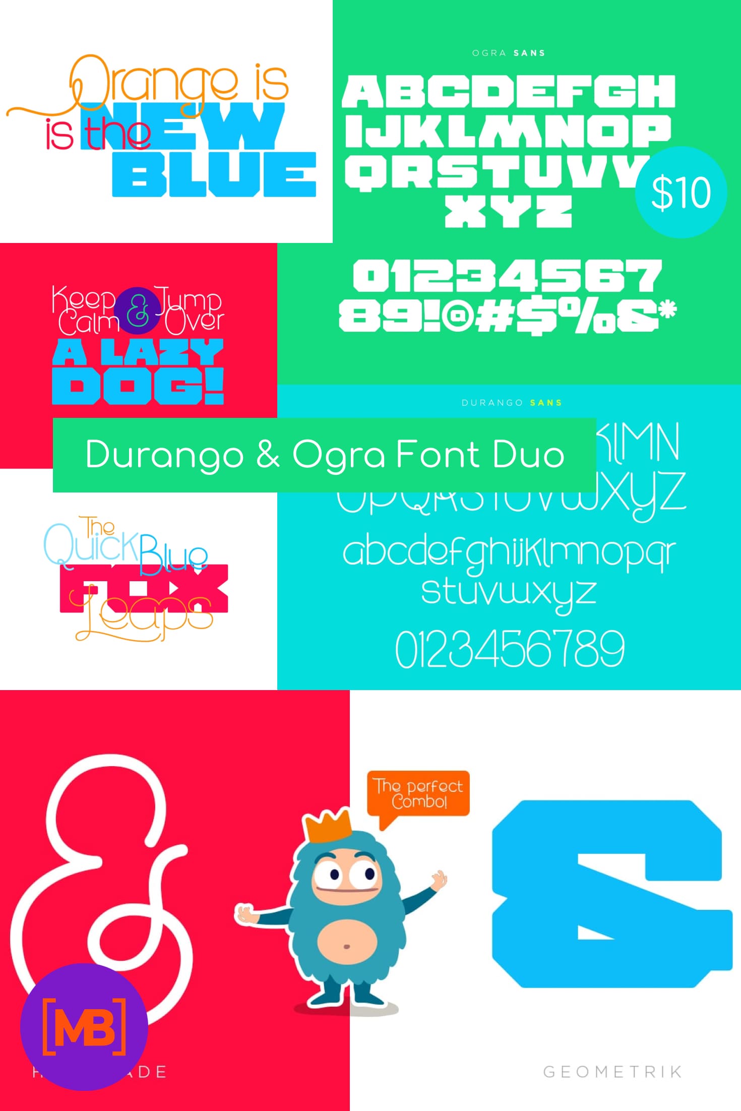 Durango & Ogra Font Duo | Only $10. Collage Image.