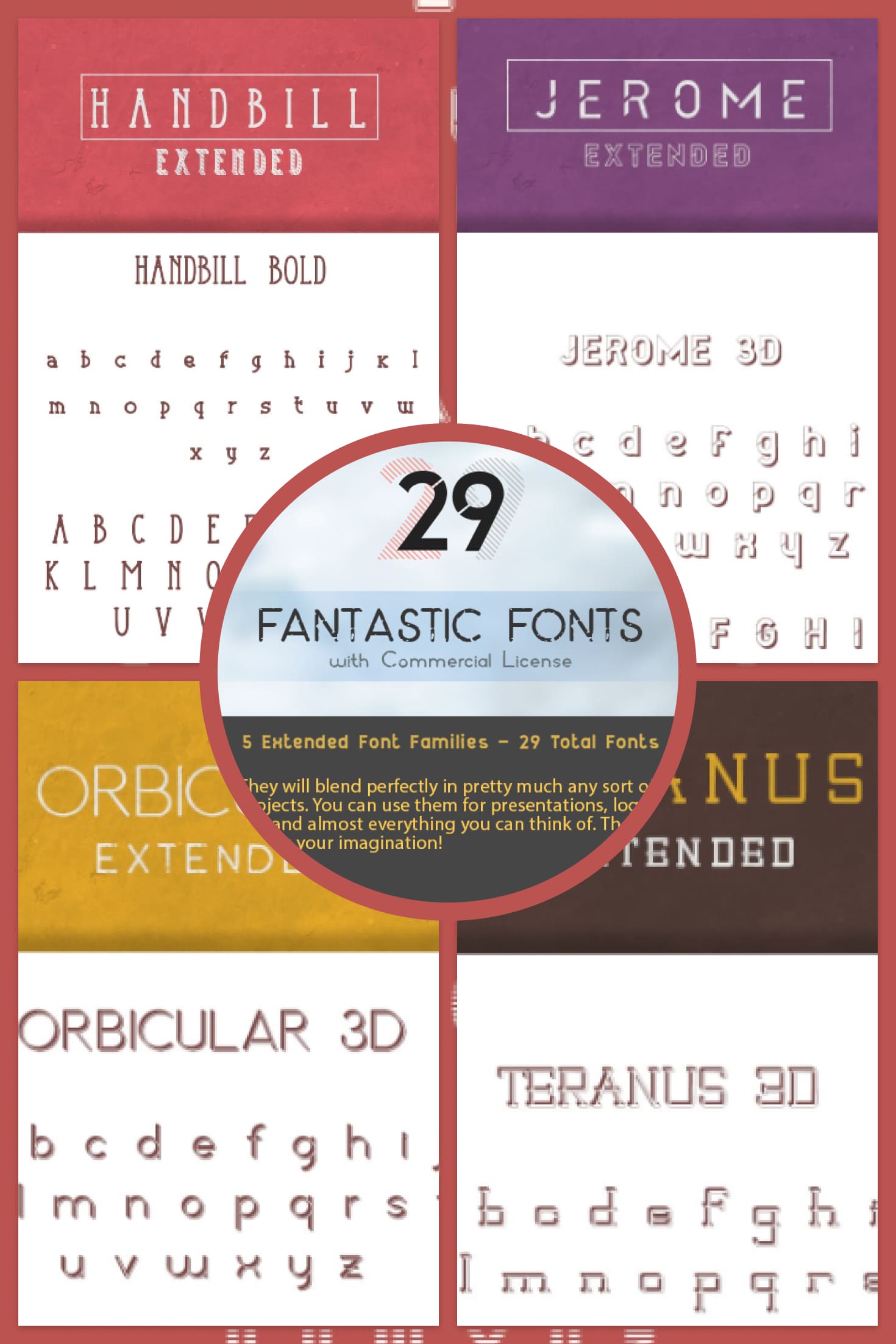 29 Fonts for Commercial Use. Collage Image.