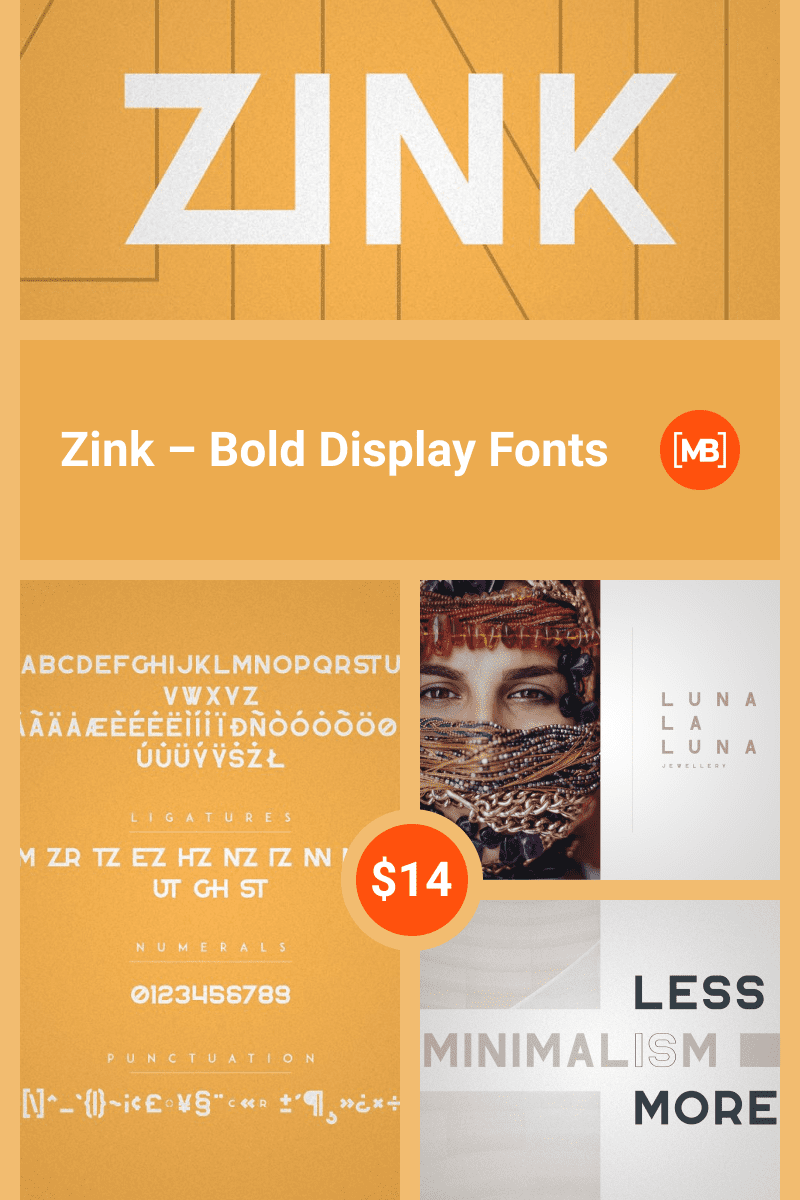 Zink - Bold Display Fonts. Collage Image.