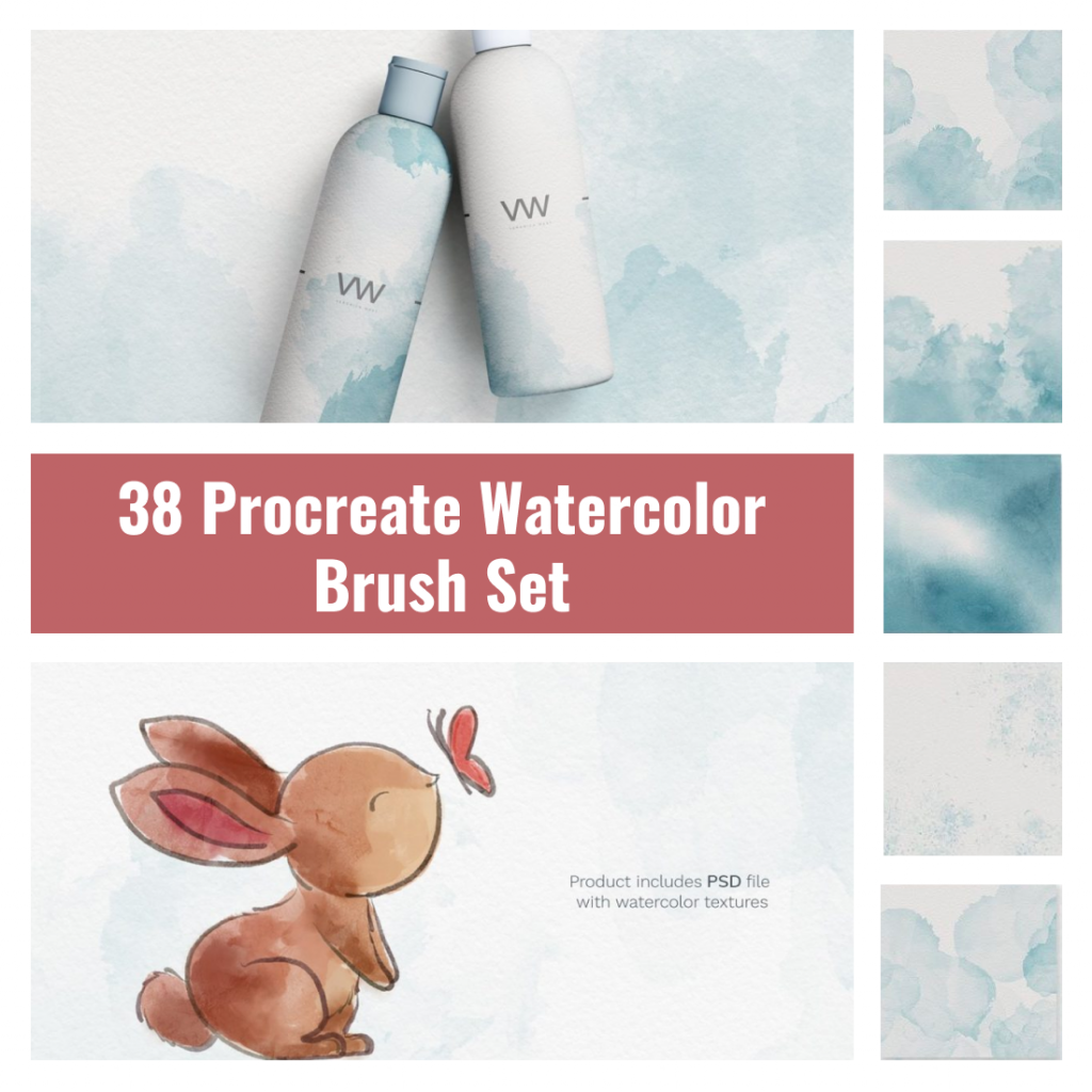 38 Procreate Watercolor Brush Set MasterBundles