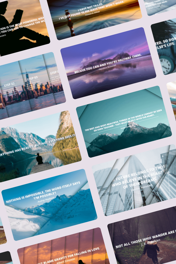 Parallax Powerpoint Theme: 25 Animated Slides. Collage Image.