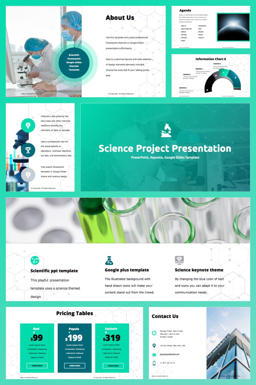 Free Science Powerpoint Template 2020. Collage Image.