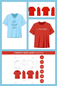 T-Shirt and V-Neck Shirts Vector Template Mockup | MasterBundles