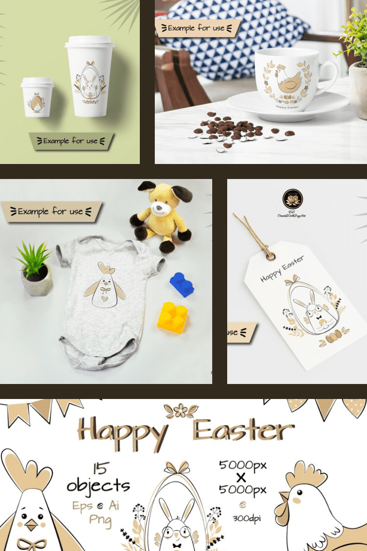 Happy Easter Religious Clipart. Collage Image.