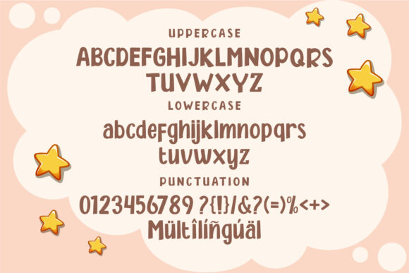 Starry background in gentle peach color with font design options.