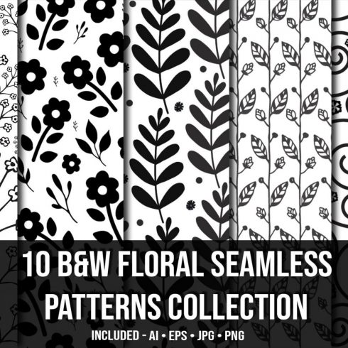 10+ Black & White Floral Seamless Patterns Collection