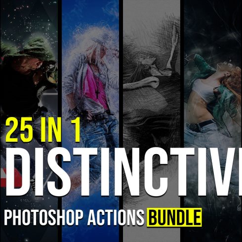 25 in 1 Distinctive Photoshop Actions Bundle example.